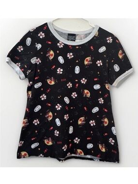 Her Universe Spirited Away No-Face All Over Print Ringer Tee Studio Ghibli SZ L